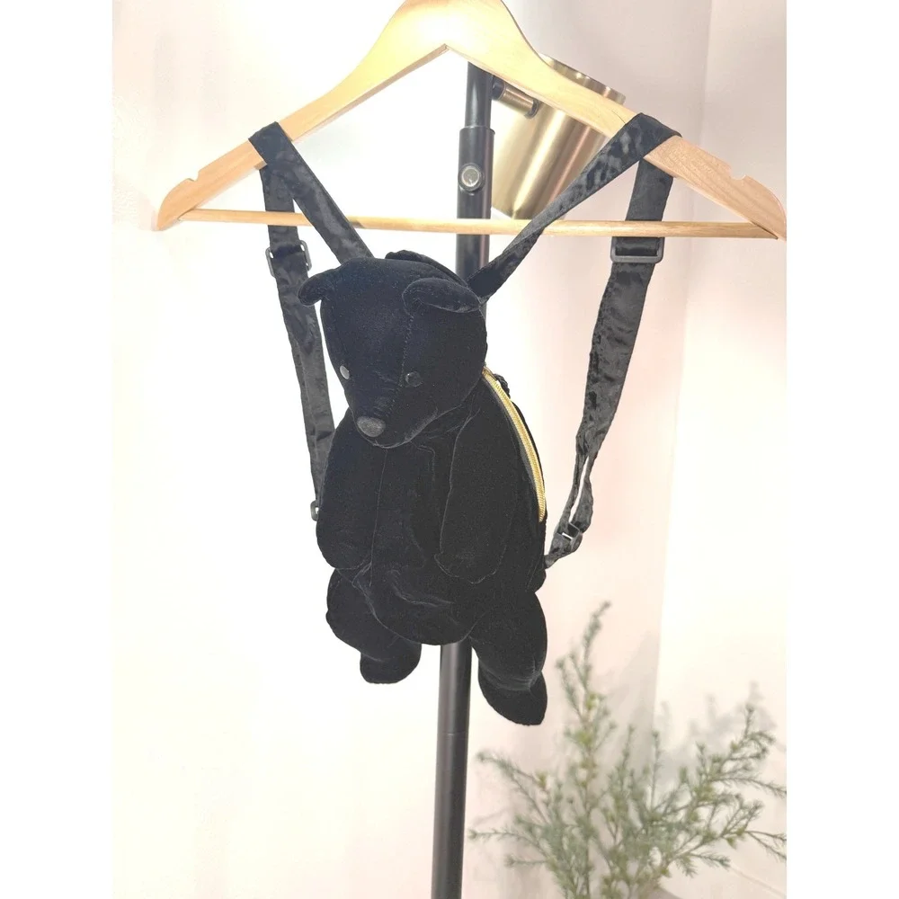 Teddy Bear Backpack festival black‎ velvet teen kidcore backpack girlypop med